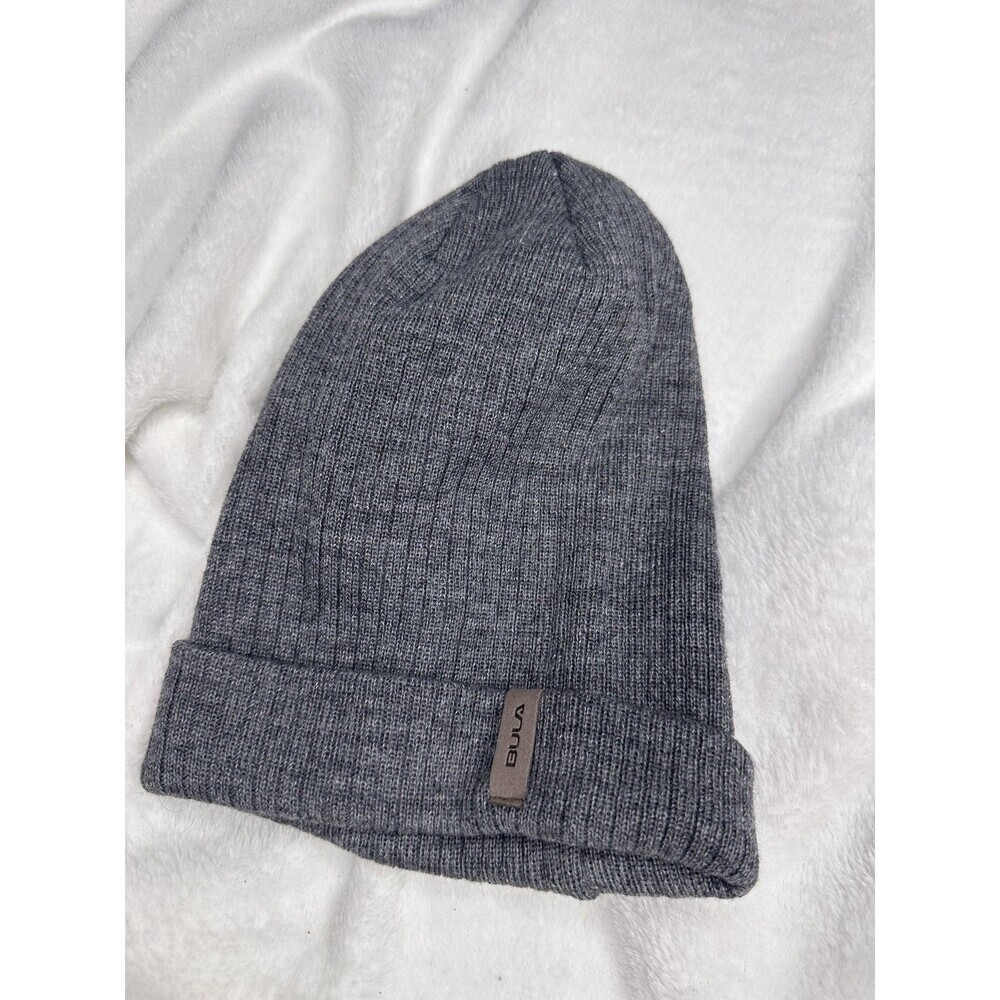 Bula Hat Beanie Knit One Size Gray Ribbed Cuffed Winter Unisex Stretch